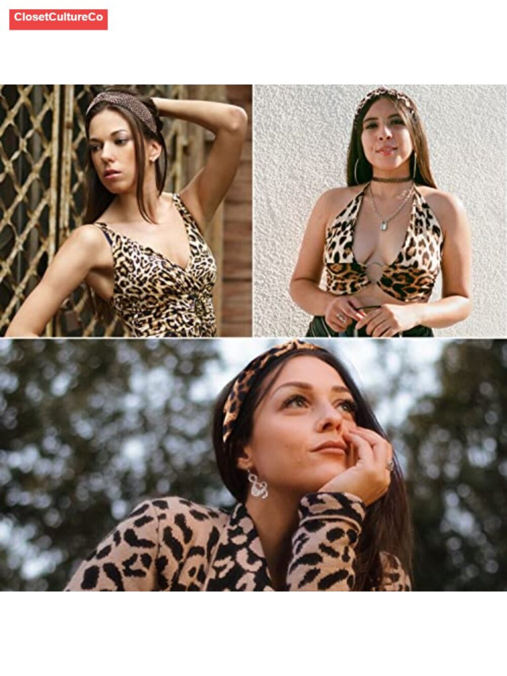 Leopard Print Knotted Headbands Set Hair Accessories for Women - Picture 4 of 5